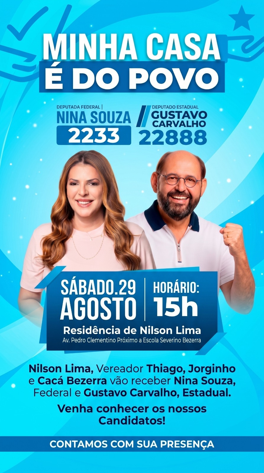 Nilson e  Jorginho recebem Nina Souza e Gustavo Carvalho para o encontro “Minha Casa é do Povo” neste sábado (29)