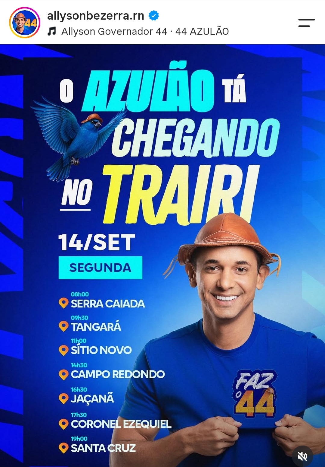 Allyson Bezerra cumpre agenda em sete municípios da região Trairí nesta segunda (14)